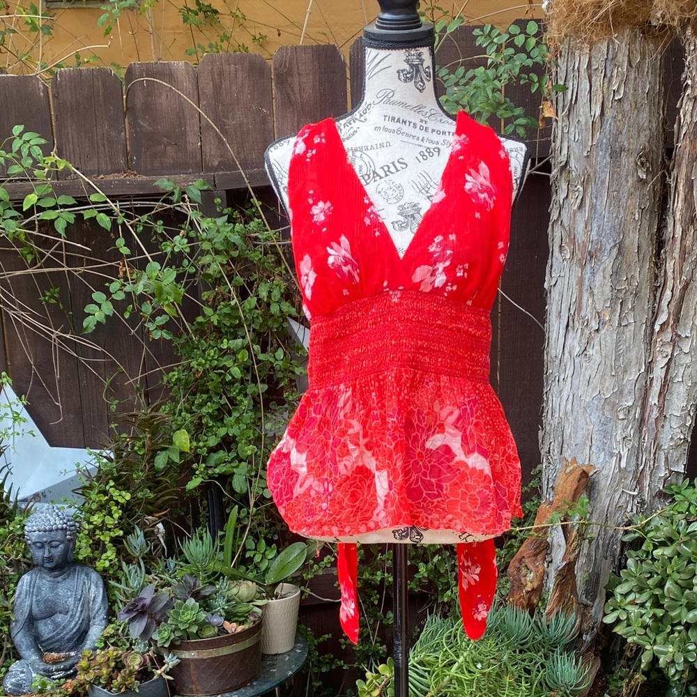 Free People red halter floral print M
